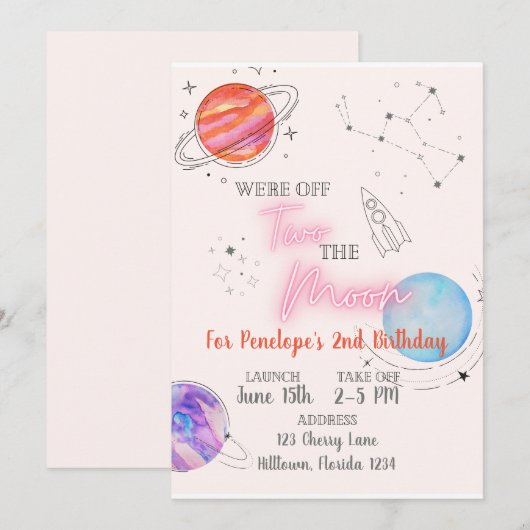 Twee van de Moon Birthday Kaart (Voorkant / Achterkant)