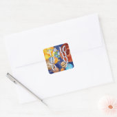 Twee van de Moon Birthday Vierkante Sticker (Envelop)