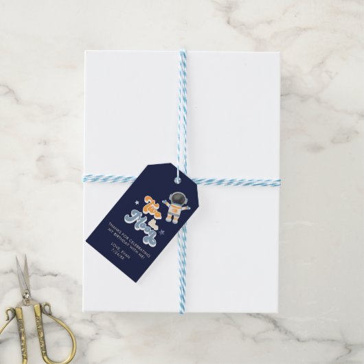 Twee van de Moon Space Birthday Favors Cadeaulabel (Met Touw)