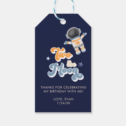Twee van de Moon Space Birthday Favors Cadeaulabel (Voorkant)
