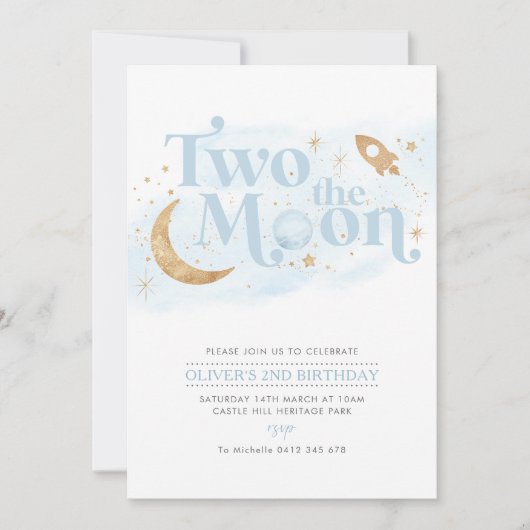 Twee van de tweede verjaardag van de maan Blue Gol Kaart (Voorkant)