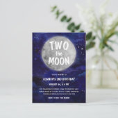Twee van de tweede verjaardag van de Moon Navy Blu Briefkaart (Staand voorkant)