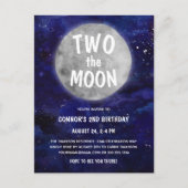 Twee van de tweede verjaardag van de Moon Navy Blu Briefkaart (Voorkant)