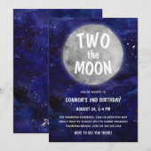 Twee van de tweede verjaardag van de Moon Navy Blu Kaart (Voorkant / Achterkant)