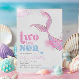 Twee van de Zee Zeemeermin Verjaardagsuitnodiging Kaart