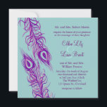 Twee van een Kind Peacock Feathers Kaart<br><div class="desc">Twee geïllustreerde paukveren benadrukken deze uitnodiging. Het is afgebeeld op het basisdocument; Ik raad echter de shimmer van het metalen ijspapier aan om de rijksheid van de veren te belichten.</div>