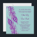 Twee van een Kind Peacock Feathers Kaart<br><div class="desc">Twee geïllustreerde paukveren benadrukken deze uitnodiging. Het is afgebeeld op het basisdocument; Ik raad echter de shimmer van het metalen ijspapier aan om de rijksheid van de veren te belichten.</div>