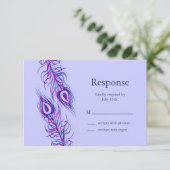 Twee van een Kind Peacock Feathers RSVP Kaartje (Staand voorkant)