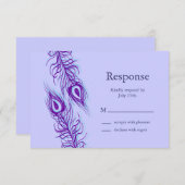 Twee van een Kind Peacock Feathers RSVP Kaartje (Voorkant / Achterkant)