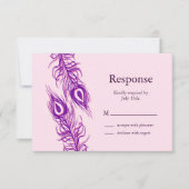 Twee van een Kind Peacock Feathers RSVP Kaartje (Voorkant)