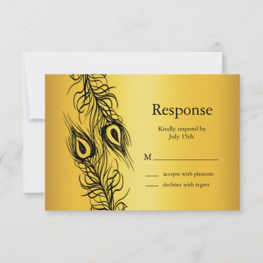 Twee van een Kind Peacock Feathers RSVP Kaartje (Voorkant)