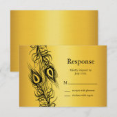 Twee van een Kind Peacock Feathers RSVP Kaartje (Voorkant / Achterkant)