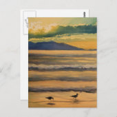 "Twee van een soort" vogels op de strand Waterverf Briefkaart (Voorkant / Achterkant)