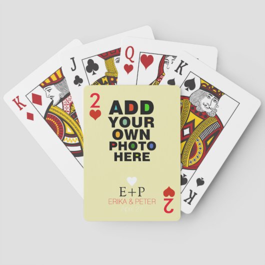 Twee van harten liefde bruiloft foto pokerkaarten (Achterkant)