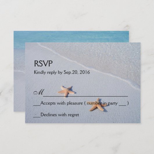 Twee van ons | Ocean Love Starfish Response RSVP-k RSVP Kaartje (Voorkant / Achterkant)