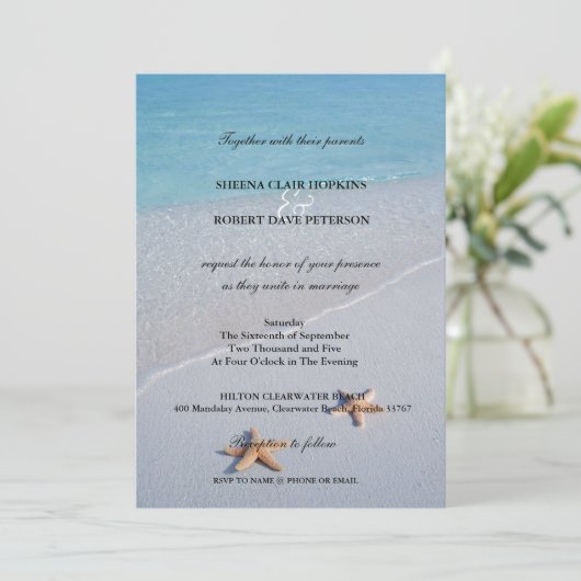 Twee van ons | Ocean Love Starfish Wedding Kaart (Staand voorkant)
