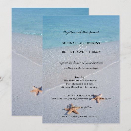 Twee van ons | Ocean Love Starfish Wedding Kaart (Voorkant / Achterkant)