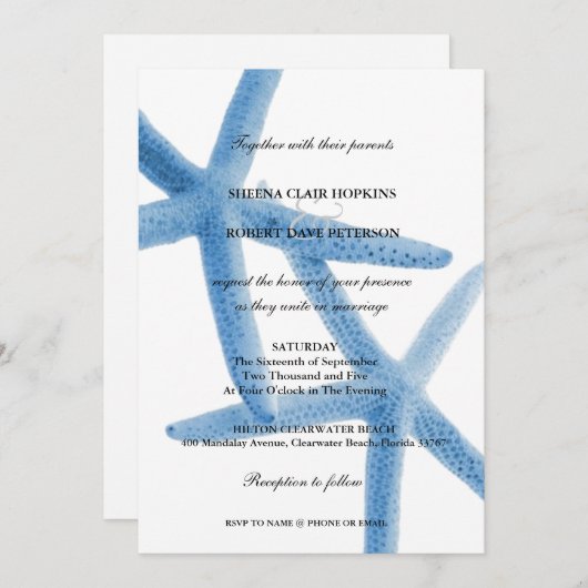 Twee van ons | Ocean Love Starfish Wedding Kaart (Voorkant / Achterkant)