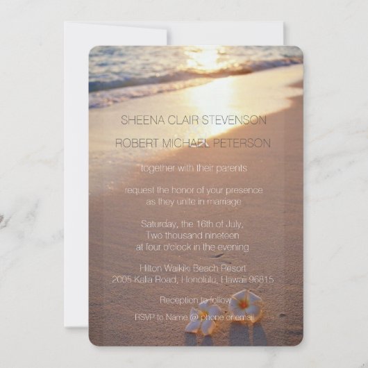 Twee van ons/Plumeria Beach Sunset Wedding Invites Kaart (Voorkant)