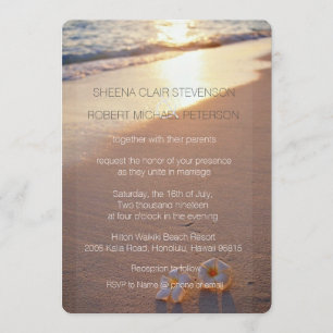 Twee van ons/Plumeria Beach Sunset Wedding Invites Kaart
