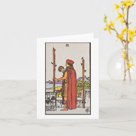 Twee van toverstokken - Rider Waite Smith tarot Kaart (Gele Bloem)