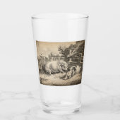 Twee Varkens die in rietje liggen in een buitenpen Glas (Voorkant)