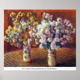 Twee vassen van Chrysanthema van Claude Monet Poster