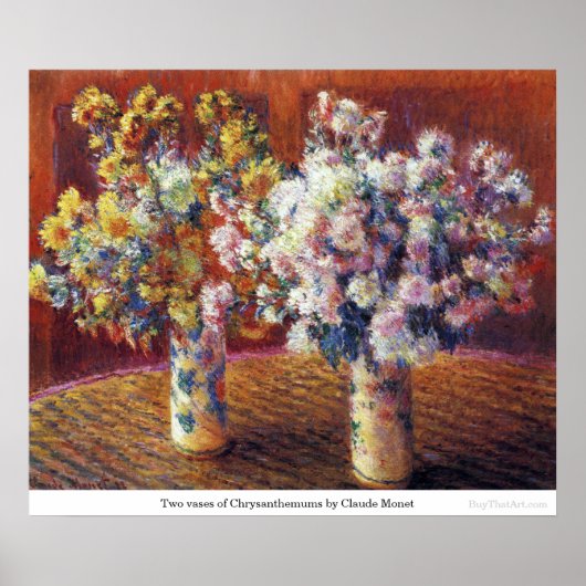Twee vassen van Chrysanthema van Claude Monet Poster (Voorkant)