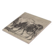 Twee vechtende stieren (van Paulus Potter) Tegeltje (Zijkant)