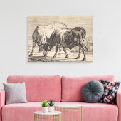 Twee vechtstieren (door Paulus Potter) Canvas Afdruk (Insitu (Woonkamer))
