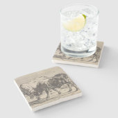 Twee vechtstieren (door Paulus Potter) Stenen Onderzetter (Zijkant)