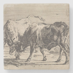 Twee vechtstieren (door Paulus Potter) Stenen Onderzetter