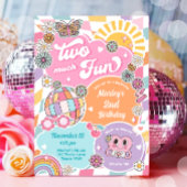 Twee veel leuke groovy retro preppy varsity verjaa kaart