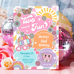 Twee veel leuke groovy retro preppy varsity verjaa kaart