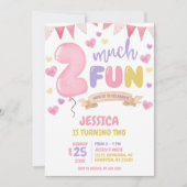 Twee veel leuke meisje verjaardag uitnodiging (Voorkant)