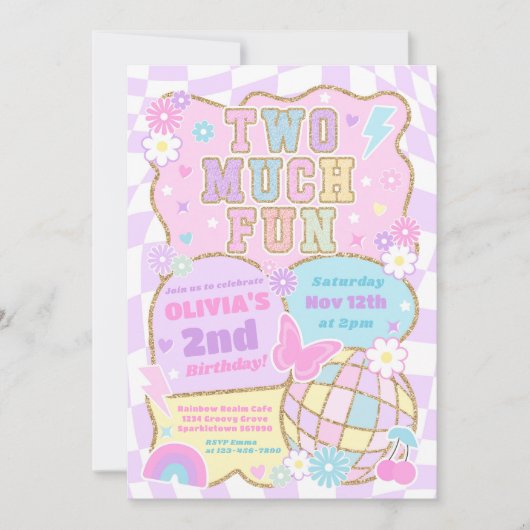 Twee veel plezier Groovy Preppy Varsity 2e verjaar Kaart (Voorkant)