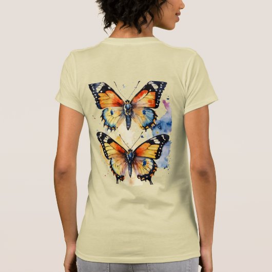 Twee veelkleurige eigenaren op vlinders vrouwen T- T-shirt (Achterkant)