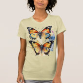 Twee veelkleurige eigenaren op vlinders vrouwen T- T-shirt (Voorkant)