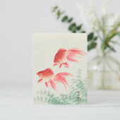 Twee Veil Goldfish Painting door Ohara Koson Briefkaart (Staand voorkant)