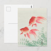 Twee Veil Goldfish Painting door Ohara Koson Briefkaart (Voorkant / Achterkant)