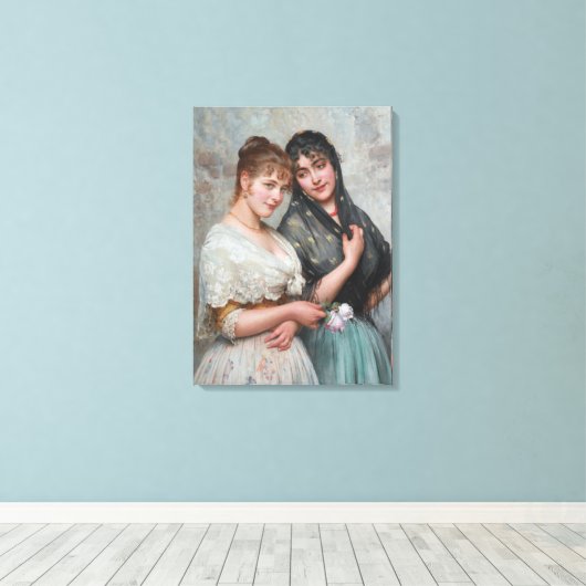 Twee Venetiaanse vrouwen Canvas Afdruk (Insitu (Houten vloer))