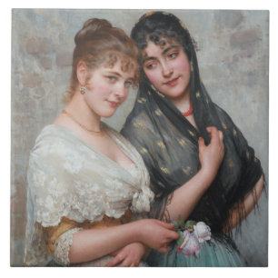 Twee Venetiaanse vrouwen (Italiaanse dames) Tegeltje
