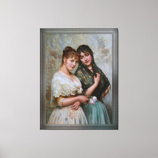 Twee Venetiaanse vrouwen van Eugene de Blaas Canvas Afdruk (Voorkant)