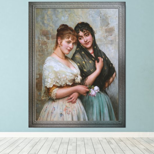 Twee Venetiaanse vrouwen van Eugene de Blaas Canvas Afdruk (Insitu (Houten vloer))