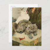 Twee ventilatorkatten die buiten rusten aankondigingskaart (Voorkant / Achterkant)