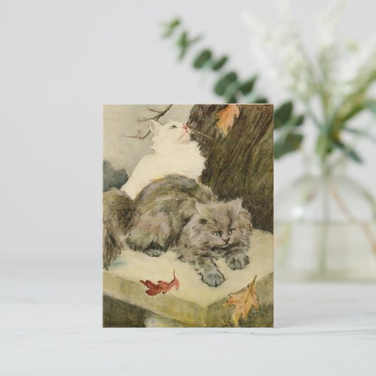 Twee  ventilatorkatten die buiten rusten aankondigingskaart (Staand voorkant)