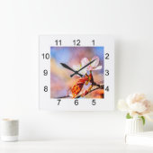 Twee verbluffende Sakura Flowers. Roze, blauwe ach Vierkante Klok (Huis)