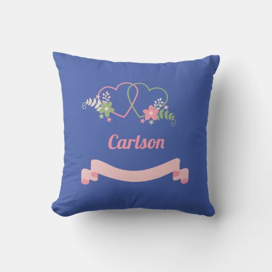 Twee verbonden harten houden van design bruiloft kussen (Voorkant)