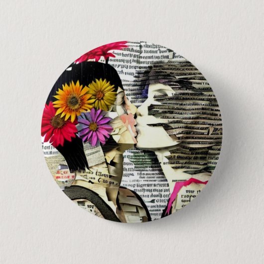 Twee verliefde vrouwen | Pride Kus Ronde Button 5,7 Cm (Voorkant)