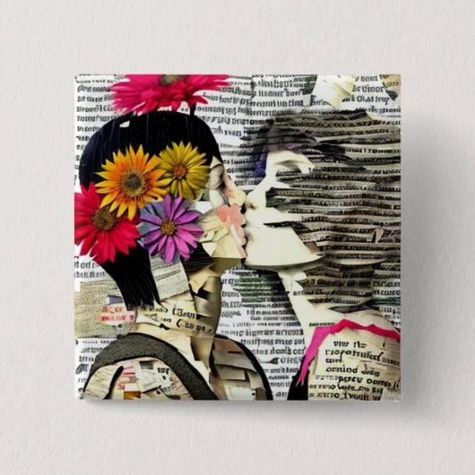 Twee verliefde vrouwen | Pride Kus Vierkante Button 5,1 Cm (Voorkant)